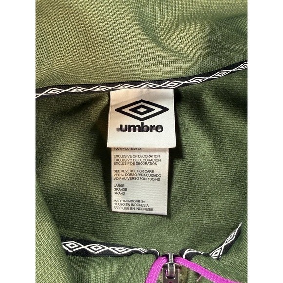 Vintage Umbro Track Jacket Mens Large Green Pink Full Zip Athletic Soccer Retro - Picture 11 of 14